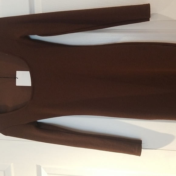 ZARA Brown dress long sleeved above the  square cut at the chest - Picture 4 of 4